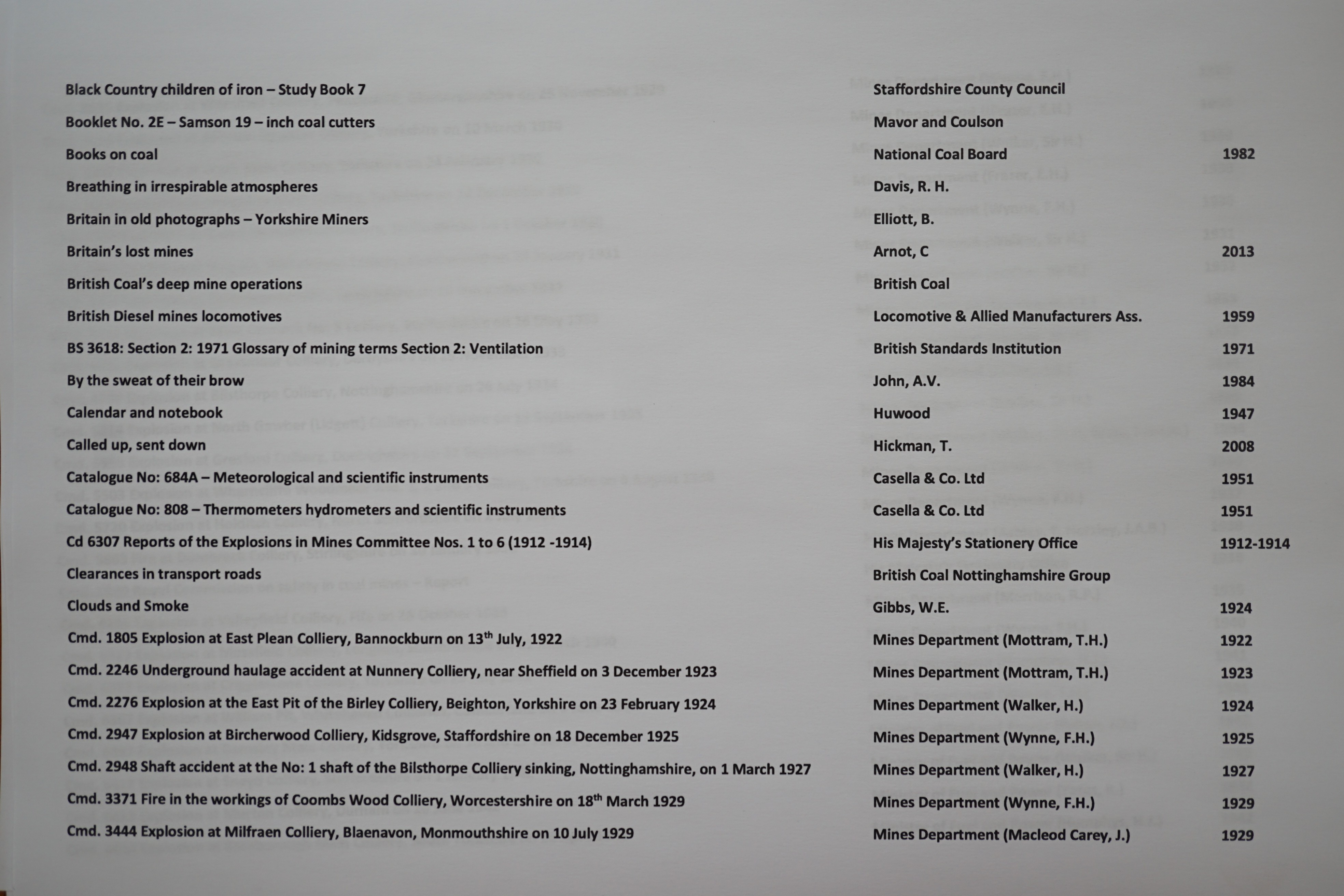 The remarkable Ian Unwin archive of 432 works relating to THE COAL MINING INDUSTRY, consisting of reports on health and safety, coal mining history, including technical innovations, numerous disasters and accidents, in c